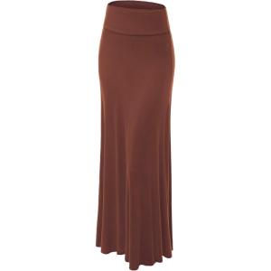 imageLock and Love Womens Casual High Waist SolidTie Dye Fold Over Flowy Long Maxi SkirtWb670rust