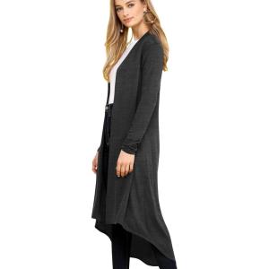 imageLock and Love Womens Casual Long Open Front Drape Lightweight Duster High Low Hem Maxi Long Sleeve CardiganWsk2291charcoal