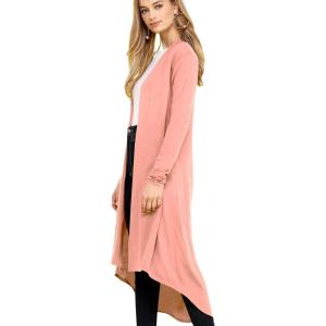 imageLock and Love Womens Casual Long Open Front Drape Lightweight Duster High Low Hem Maxi Long Sleeve CardiganWsk2291indianpink