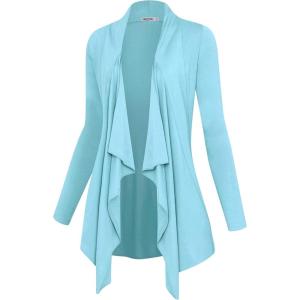 imageLock and Love Womens Drape Front Open Cardigan Long Sleeve Irregular Hem S5XL Plus SizeWsk2105aqua