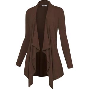 imageLock and Love Womens Drape Front Open Cardigan Long Sleeve Irregular Hem S5XL Plus SizeWsk2105brown