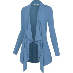 imageLock and Love Womens Drape Front Open Cardigan Long Sleeve Irregular Hem S5XL Plus SizeWsk2105denim