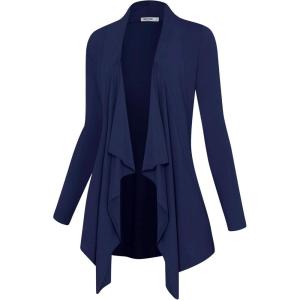 imageLock and Love Womens Drape Front Open Cardigan Long Sleeve Irregular Hem S5XL Plus SizeWsk2105navy