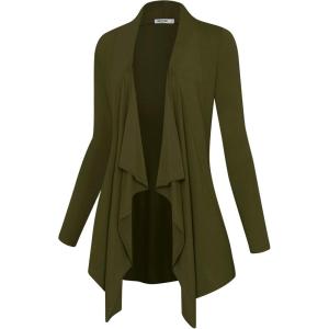 imageLock and Love Womens Drape Front Open Cardigan Long Sleeve Irregular Hem S5XL Plus SizeWsk2105olive