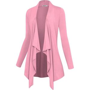 imageLock and Love Womens Drape Front Open Cardigan Long Sleeve Irregular Hem S5XL Plus SizeWsk2105pink