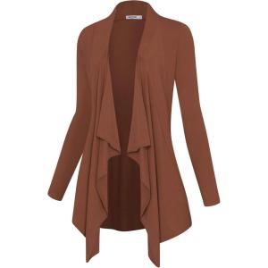 imageLock and Love Womens Drape Front Open Cardigan Long Sleeve Irregular Hem S5XL Plus SizeWsk2105rust