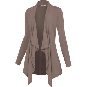 imageLock and Love Womens Drape Front Open Cardigan Long Sleeve Irregular Hem S5XL Plus SizeWsk2105taupe
