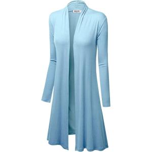 imageLock and Love Womens Long Cardigan  Fall Casual Draped Open Front Lightweight Duster with Long SleevesWsk1048aqua