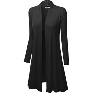 imageLock and Love Womens Long Cardigan  Fall Casual Draped Open Front Lightweight Duster with Long SleevesWsk1048black