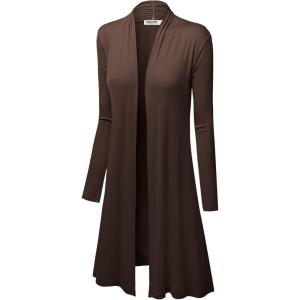 imageLock and Love Womens Long Cardigan  Fall Casual Draped Open Front Lightweight Duster with Long SleevesWsk1048brown