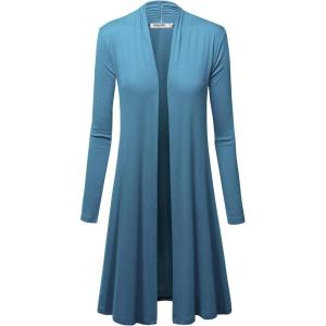 imageLock and Love Womens Long Cardigan  Fall Casual Draped Open Front Lightweight Duster with Long SleevesWsk1048denim