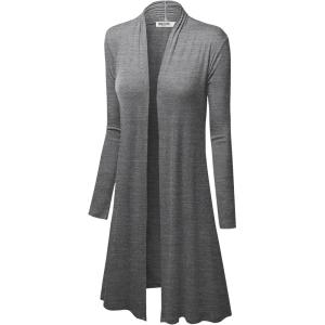 imageLock and Love Womens Long Cardigan  Fall Casual Draped Open Front Lightweight Duster with Long SleevesWsk1048heatherdarkgrey