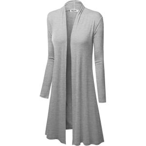 imageLock and Love Womens Long Cardigan  Fall Casual Draped Open Front Lightweight Duster with Long SleevesWsk1048heathergrey