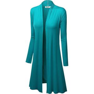 imageLock and Love Womens Long Cardigan  Fall Casual Draped Open Front Lightweight Duster with Long SleevesWsk1048jade