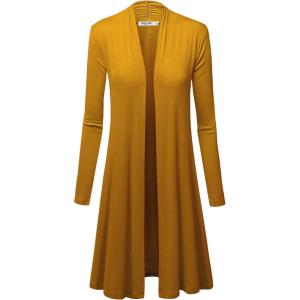 imageLock and Love Womens Long Cardigan  Fall Casual Draped Open Front Lightweight Duster with Long SleevesWsk1048mustard