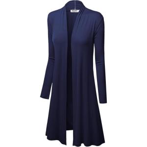 imageLock and Love Womens Long Cardigan  Fall Casual Draped Open Front Lightweight Duster with Long SleevesWsk1048navy