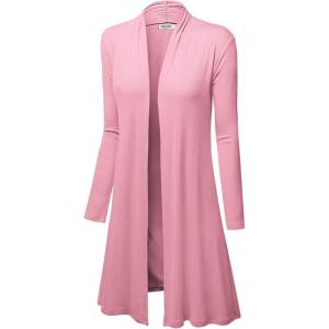 imageLock and Love Womens Long Cardigan  Fall Casual Draped Open Front Lightweight Duster with Long SleevesWsk1048pink