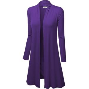 imageLock and Love Womens Long Cardigan  Fall Casual Draped Open Front Lightweight Duster with Long SleevesWsk1048purple