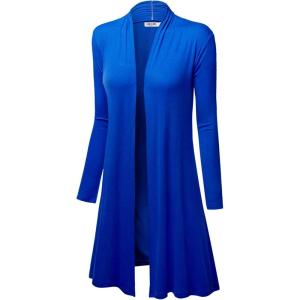 imageLock and Love Womens Long Cardigan  Fall Casual Draped Open Front Lightweight Duster with Long SleevesWsk1048royalbrite