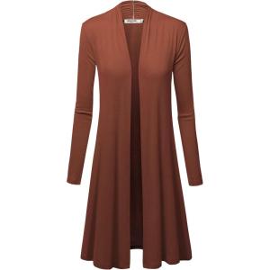 imageLock and Love Womens Long Cardigan  Fall Casual Draped Open Front Lightweight Duster with Long SleevesWsk1048rust
