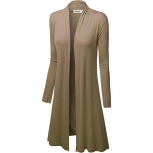 imageLock and Love Womens Long Cardigan  Fall Casual Draped Open Front Lightweight Duster with Long SleevesWsk1048taupe