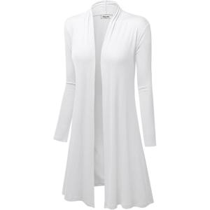 imageLock and Love Womens Long Cardigan  Fall Casual Draped Open Front Lightweight Duster with Long SleevesWsk1048white