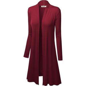 imageLock and Love Womens Long Cardigan  Fall Casual Draped Open Front Lightweight Duster with Long SleevesWsk1048wine