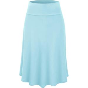 imageLock and Love Womens Solid Ombre Lightweight Flare Midi Pull On Closure Skirt SXXXL Plus SizeWb1105aqua