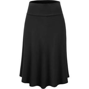 imageLock and Love Womens Solid Ombre Lightweight Flare Midi Pull On Closure Skirt SXXXL Plus SizeWb1105black