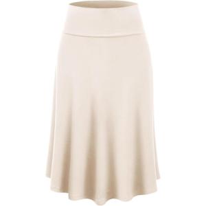 imageLock and Love Womens Solid Ombre Lightweight Flare Midi Pull On Closure Skirt SXXXL Plus SizeWb1105cream