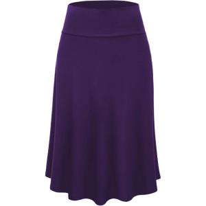 imageLock and Love Womens Solid Ombre Lightweight Flare Midi Pull On Closure Skirt SXXXL Plus SizeWb1105darkpurple
