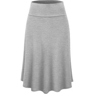 imageLock and Love Womens Solid Ombre Lightweight Flare Midi Pull On Closure Skirt SXXXL Plus SizeWb1105heathergrey