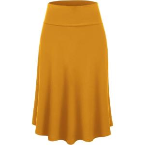 imageLock and Love Womens Solid Ombre Lightweight Flare Midi Pull On Closure Skirt SXXXL Plus SizeWb1105mustard