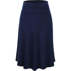 imageLock and Love Womens Solid Ombre Lightweight Flare Midi Pull On Closure Skirt SXXXL Plus SizeWb1105navy