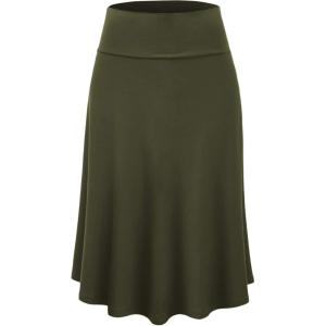 imageLock and Love Womens Solid Ombre Lightweight Flare Midi Pull On Closure Skirt SXXXL Plus SizeWb1105olive