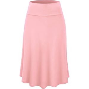imageLock and Love Womens Solid Ombre Lightweight Flare Midi Pull On Closure Skirt SXXXL Plus SizeWb1105pink