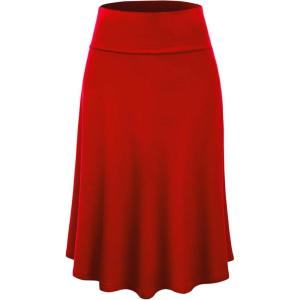 imageLock and Love Womens Solid Ombre Lightweight Flare Midi Pull On Closure Skirt SXXXL Plus SizeWb1105red