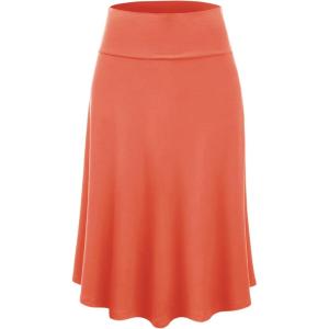 imageLock and Love Womens Solid Ombre Lightweight Flare Midi Pull On Closure Skirt SXXXL Plus SizeWb1105salmon