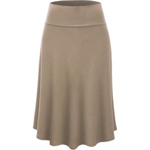 imageLock and Love Womens Solid Ombre Lightweight Flare Midi Pull On Closure Skirt SXXXL Plus SizeWb1105taupe