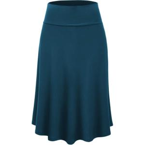imageLock and Love Womens Solid Ombre Lightweight Flare Midi Pull On Closure Skirt SXXXL Plus SizeWb1105teal