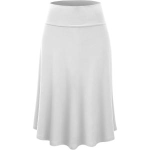 imageLock and Love Womens Solid Ombre Lightweight Flare Midi Pull On Closure Skirt SXXXL Plus SizeWb1105white