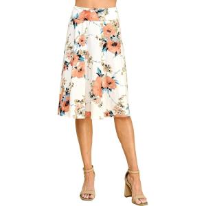 imageLock and Love Womens Solid Ombre Lightweight Flare Midi Pull On Closure Skirt SXXXL Plus SizeWb1105whitefloral