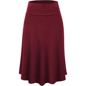 imageLock and Love Womens Solid Ombre Lightweight Flare Midi Pull On Closure Skirt SXXXL Plus SizeWb1105wine