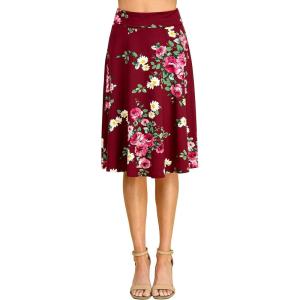 imageLock and Love Womens Solid Ombre Lightweight Flare Midi Pull On Closure Skirt SXXXL Plus SizeWb1105winefloral