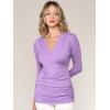 imageLL WT1255 Womens Deep V Neck 34 Sleeve Slim Fitted TShirt Casual Cross Surplice Wrap Tops XXXL Lilac