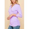 imageLL WT1255 Womens Deep V Neck 34 Sleeve Slim Fitted TShirt Casual Cross Surplice Wrap Tops XXXL Lilac