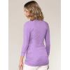 imageLL WT1255 Womens Deep V Neck 34 Sleeve Slim Fitted TShirt Casual Cross Surplice Wrap Tops XXXL Lilac