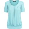 imageLL Womens Scoop Neck Short Sleeve Front Pleated Tunic  Made in USAWt1175aqua