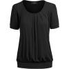imageLL Womens Scoop Neck Short Sleeve Front Pleated Tunic  Made in USAWt1175black