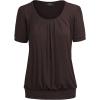 imageLL Womens Scoop Neck Short Sleeve Front Pleated Tunic  Made in USAWt1175brown